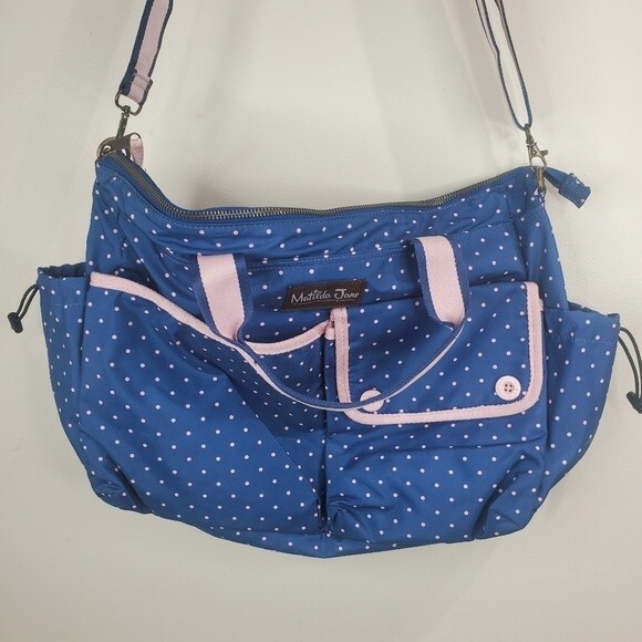 Matilda Jane Blue & Pink Polka Dot The Essentials Diaper Bag - Picture 3 of 13
